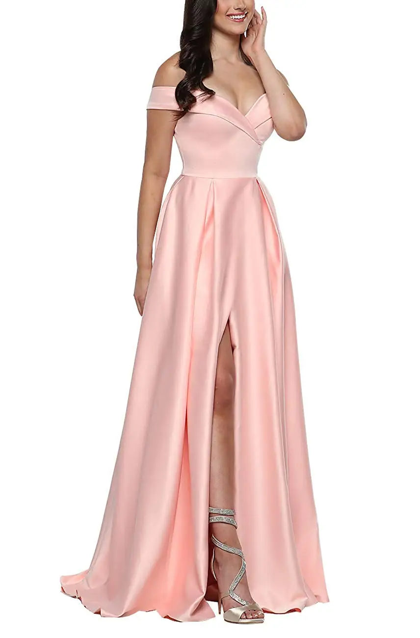 

Long Prom Gowns Off Shoulder Women's Formal Evening Party Dresses with Slit vestidos de cctel